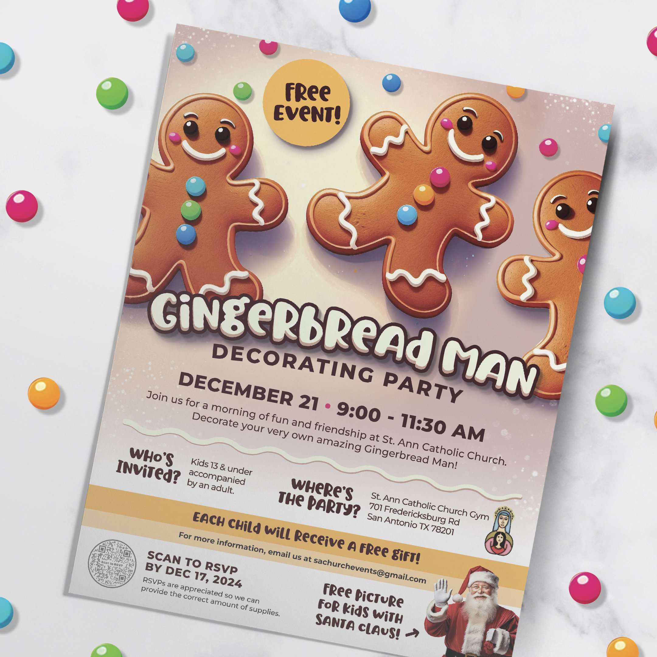 Gingerbread Man Decorating Party Event Flyer Design
