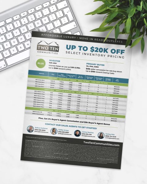 TwoTen Communities Inventory Flyer
